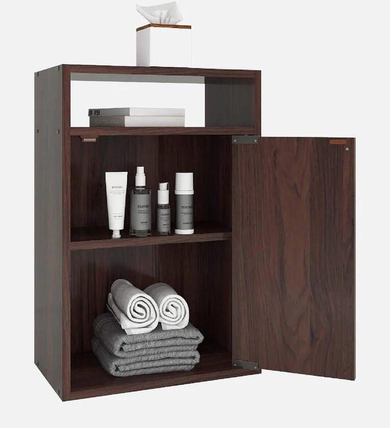 Bed Side Table with Storage in Walnut Finish - Ouch Cart