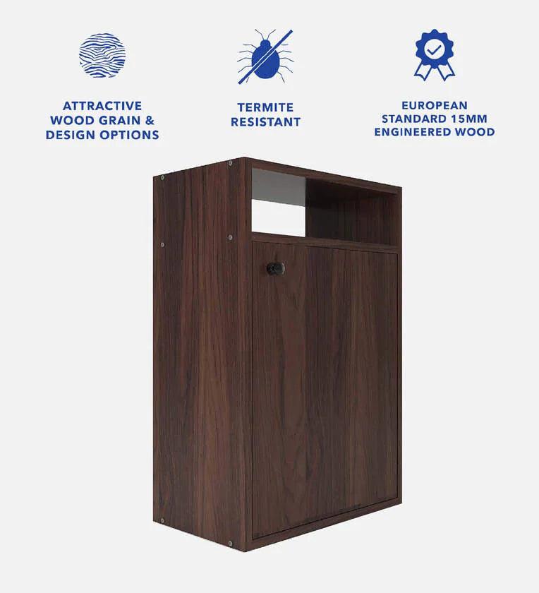 Bed Side Table with Storage in Walnut Finish - Ouch Cart