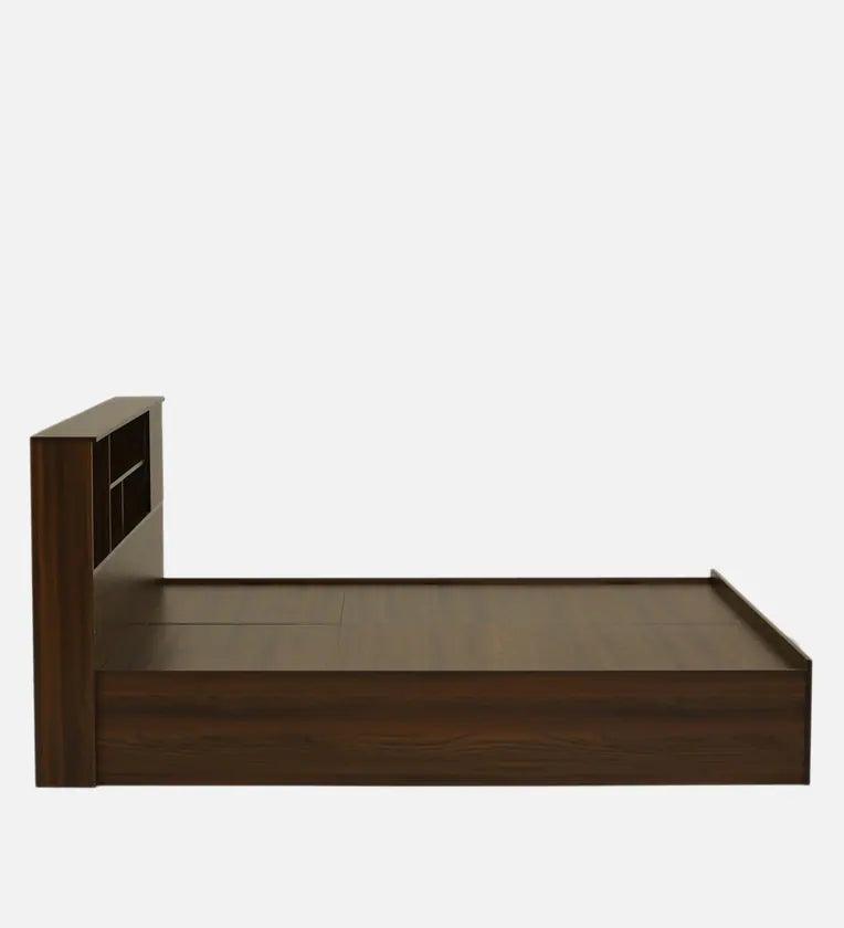 King Size Bed in Walnut Finish with Box Storage - Ouch Cart