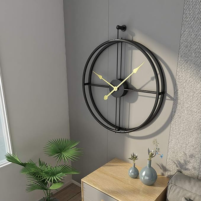 Double Ring Black Wall Clock N.R.HOMESDECOR