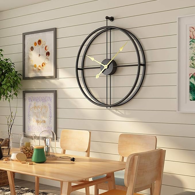 Double Ring Black Wall Clock N.R.HOMESDECOR