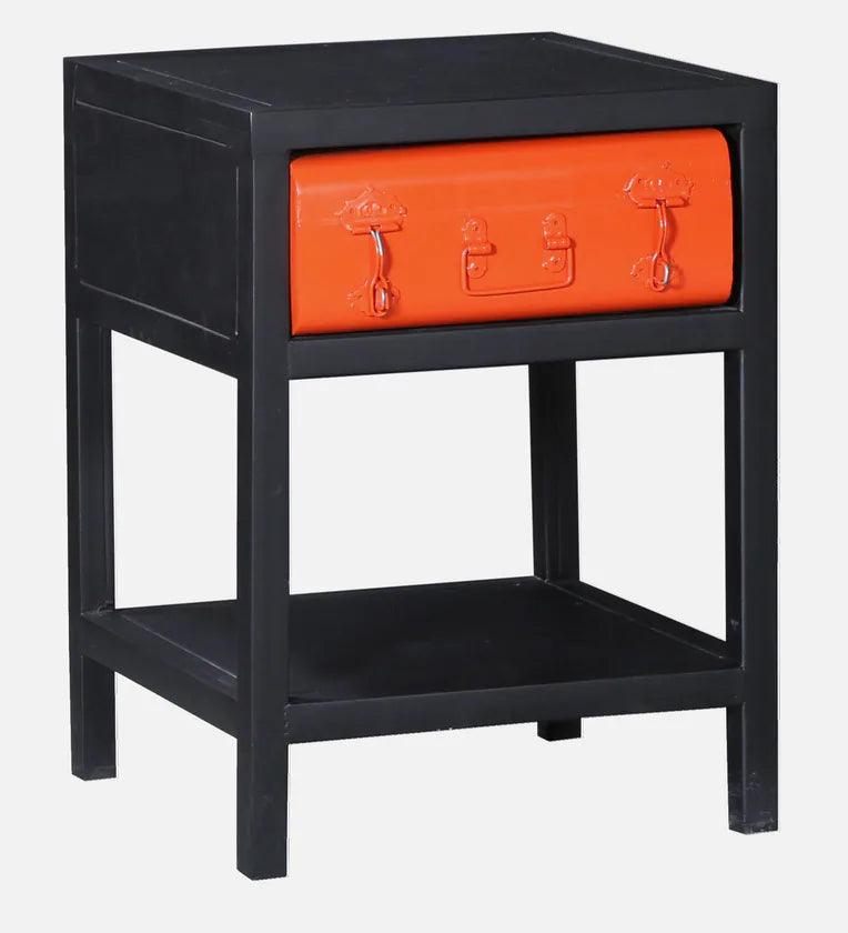 Metal Bedside Table In Dual Tone Finish With Drawer - Ouch Cart