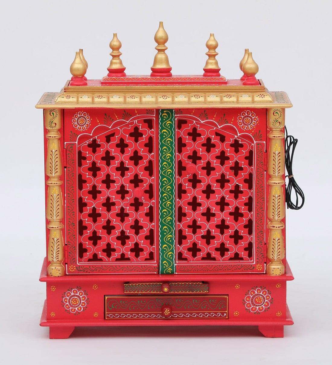 Multicolor Sheesham Wood & MDF Pooja Mandir With Door, - Ouch Cart