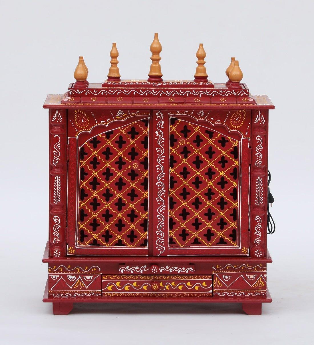 Multicolor Sheesham Wood & MDF Pooja Mandir With Door, - Ouch Cart