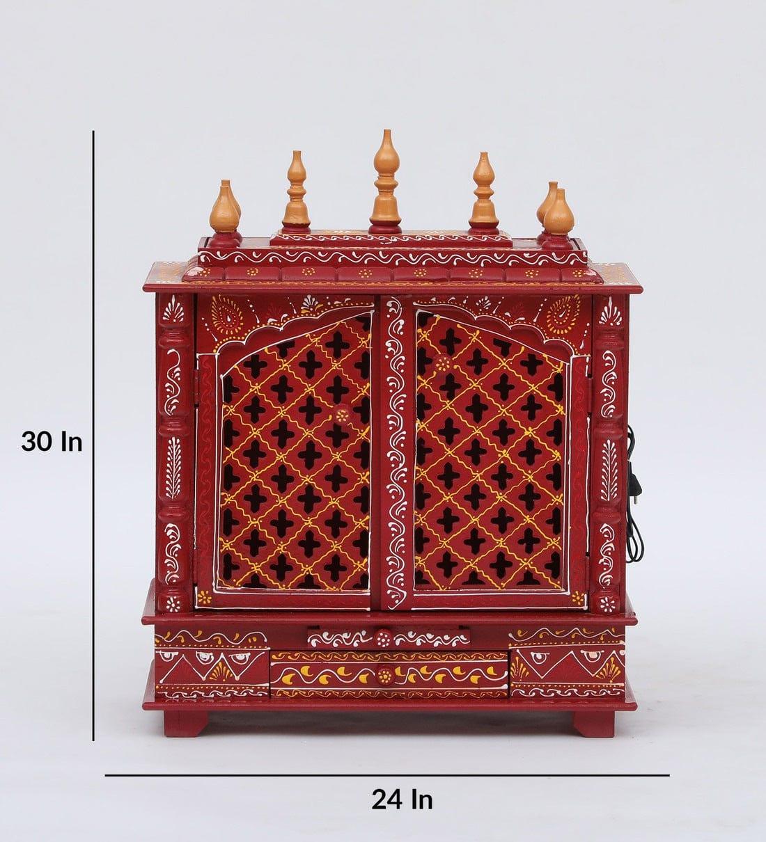 Multicolor Sheesham Wood & MDF Pooja Mandir With Door, - Ouch Cart