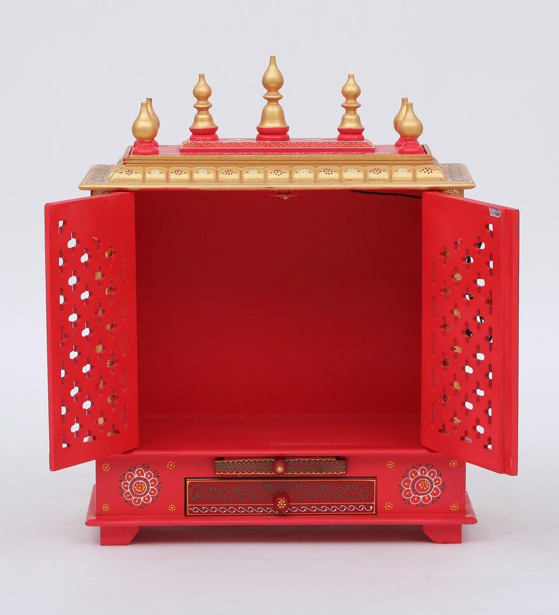 Multicolor Sheesham Wood & MDF Pooja Mandir With Door, - Ouch Cart