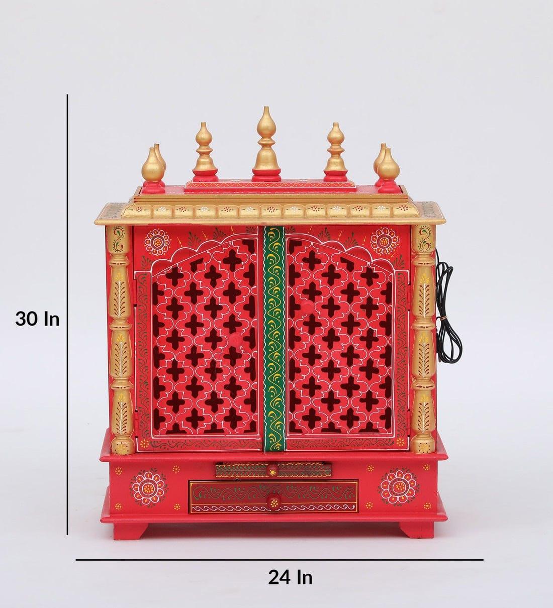 Multicolor Sheesham Wood & MDF Pooja Mandir With Door, - Ouch Cart
