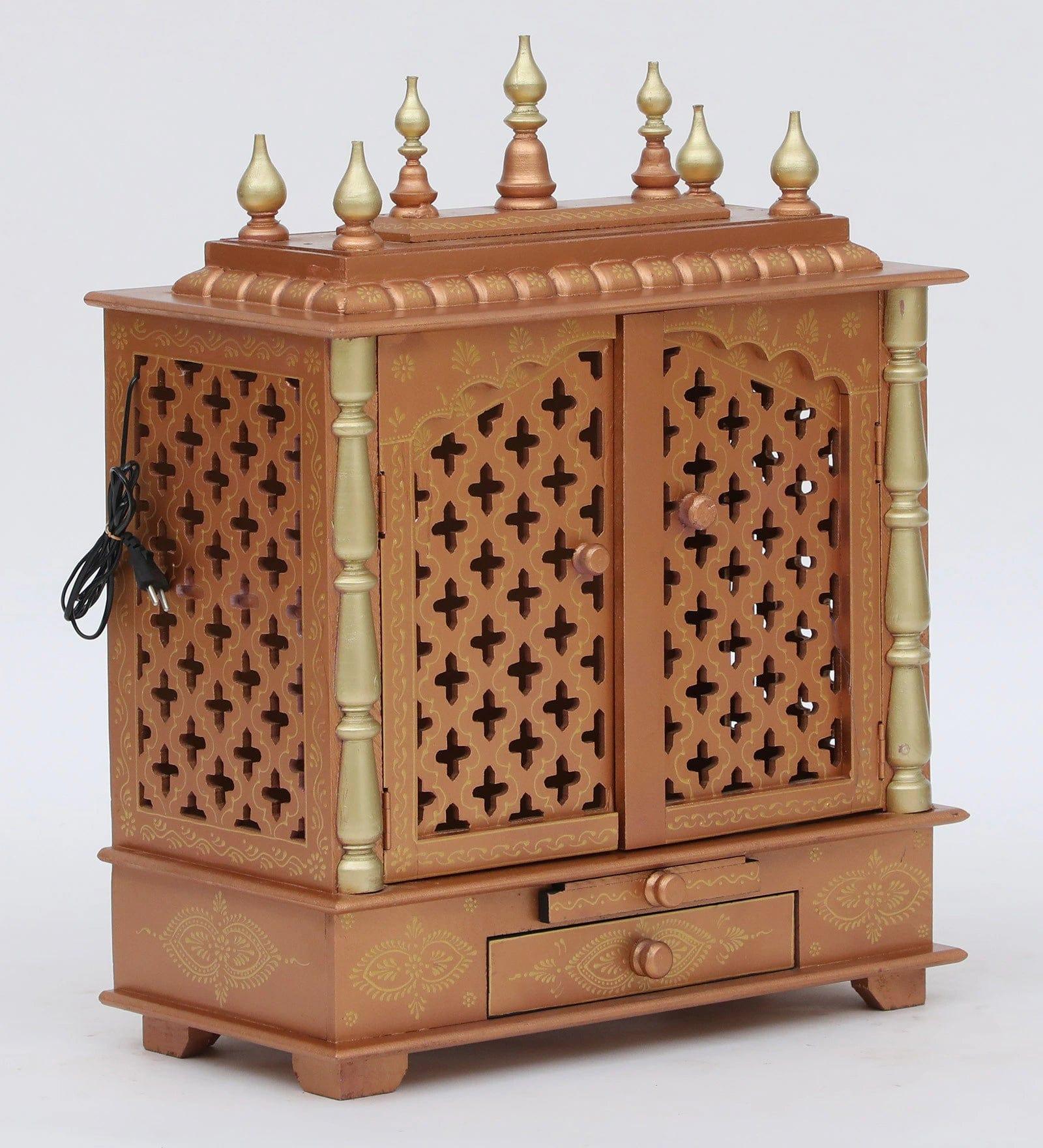 Multicolor Sheesham Wood & MDF Pooja Mandir With Door, - Ouch Cart
