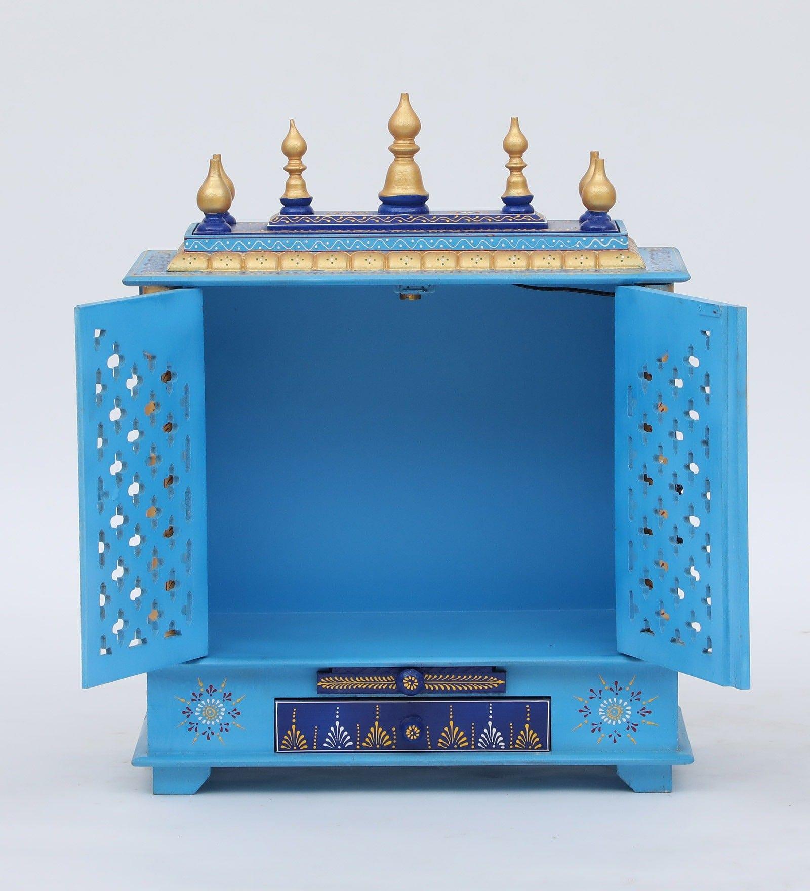 Multicolor Sheesham Wood & MDF Pooja Mandir With Door, - Ouch Cart