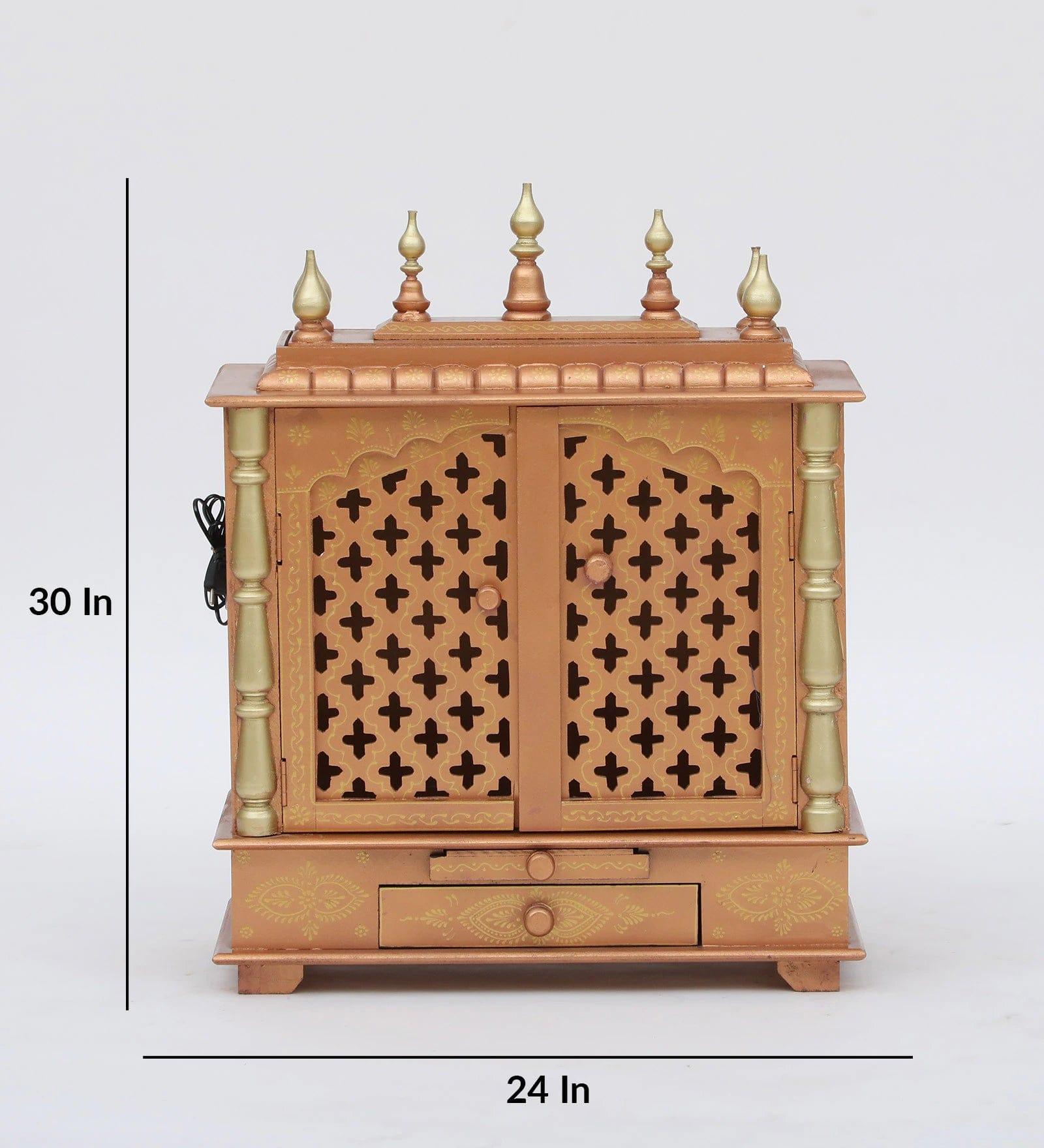 Multicolor Sheesham Wood & MDF Pooja Mandir With Door, - Ouch Cart