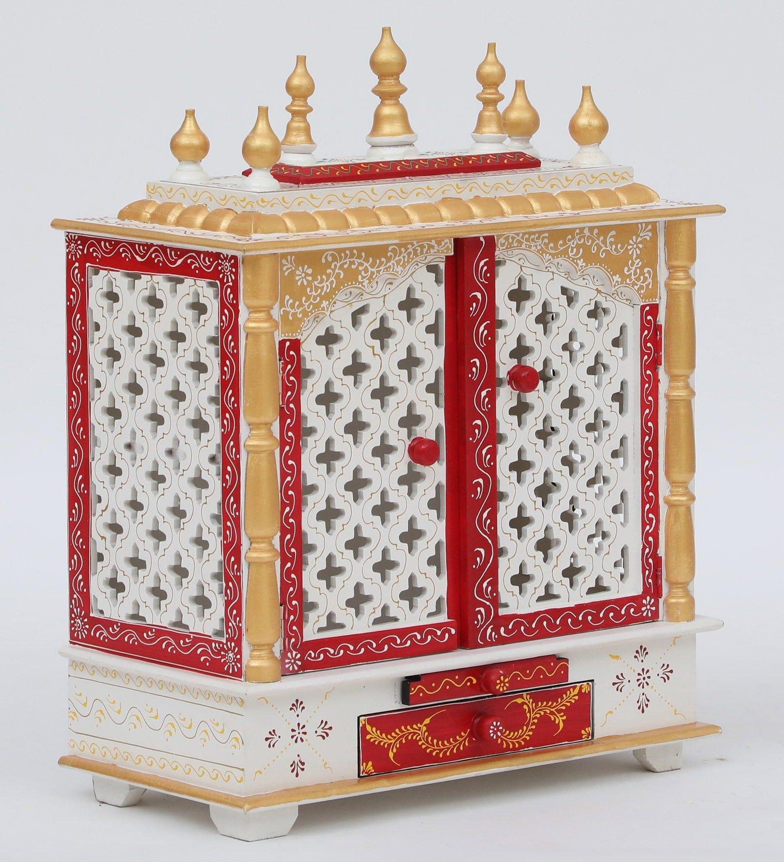 Multicolor Sheesham Wood & MDF Pooja Mandir With Door, - Ouch Cart