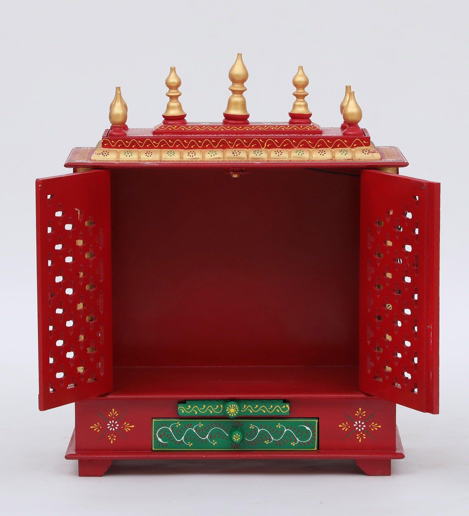 Multicolor Sheesham Wood & MDF Pooja Mandir With Door, - Ouch Cart