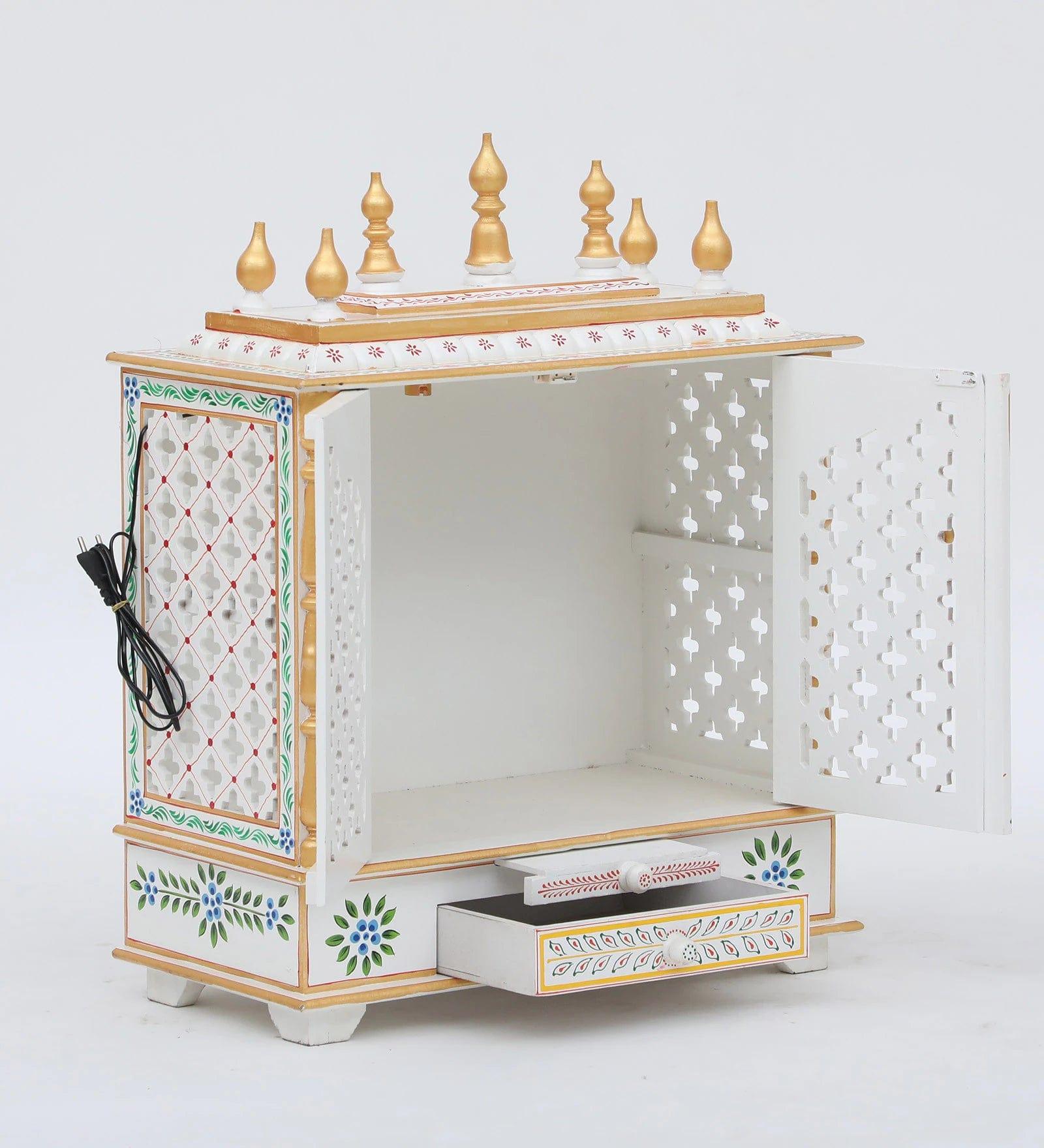 Multicolor Sheesham Wood & MDF Pooja Mandir With Door, - Ouch Cart