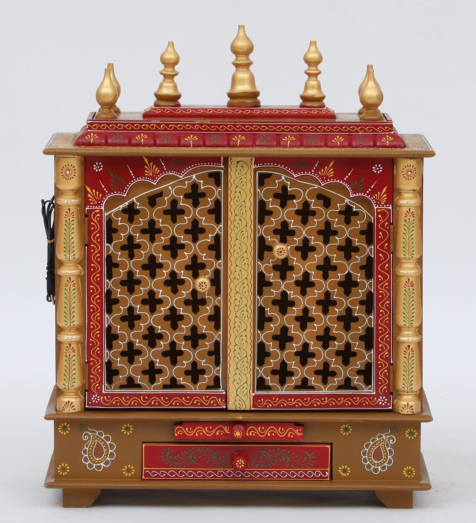 Multicolor Sheesham Wood & MDF Pooja Mandir With Door, - Ouch Cart