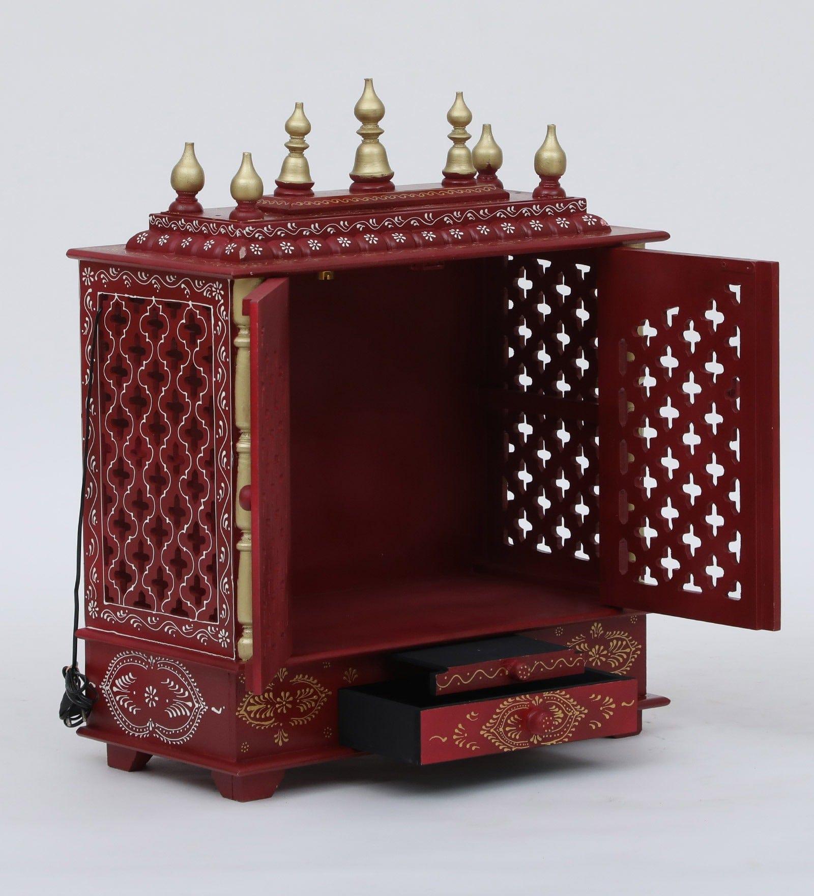 Multicolor Sheesham Wood & MDF Pooja Mandir With Door, - Ouch Cart