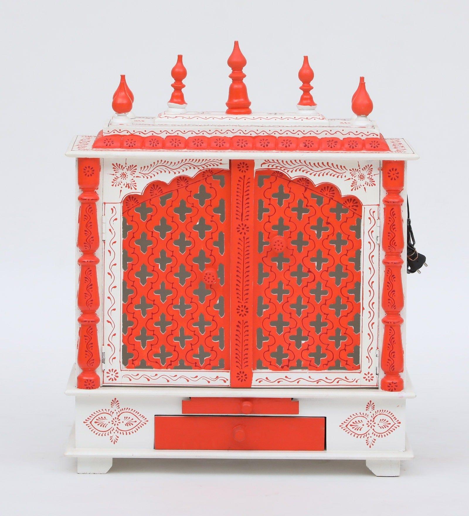 Multicolor Sheesham Wood & MDF Pooja Mandir With Door, - Ouch Cart