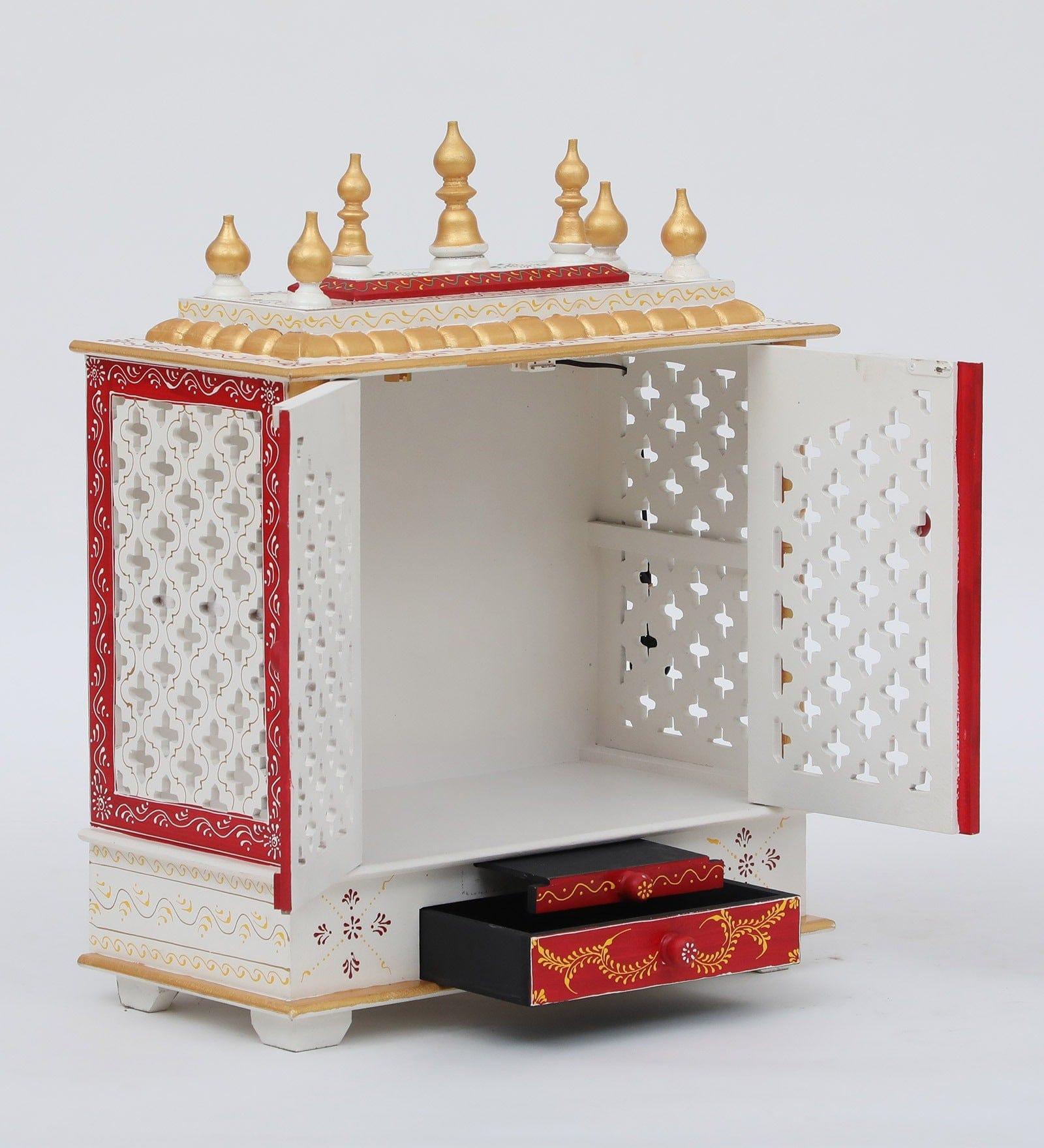 Multicolor Sheesham Wood & MDF Pooja Mandir With Door, - Ouch Cart