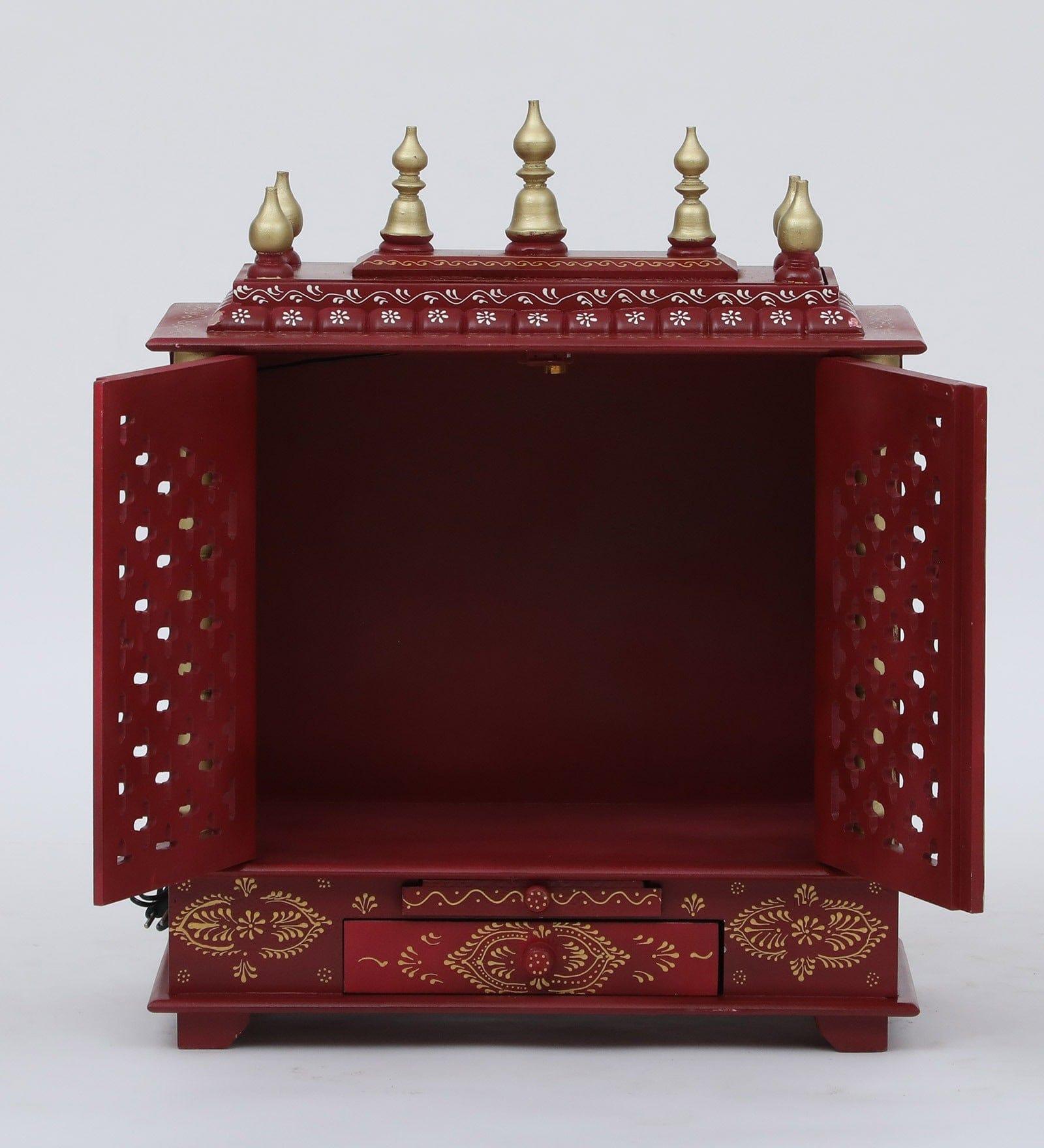 Multicolor Sheesham Wood & MDF Pooja Mandir With Door, - Ouch Cart