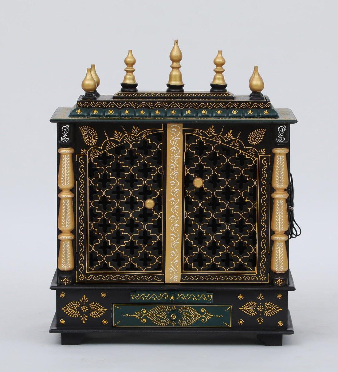 Multicolor Sheesham Wood & MDF Pooja Mandir With Door, - Ouch Cart