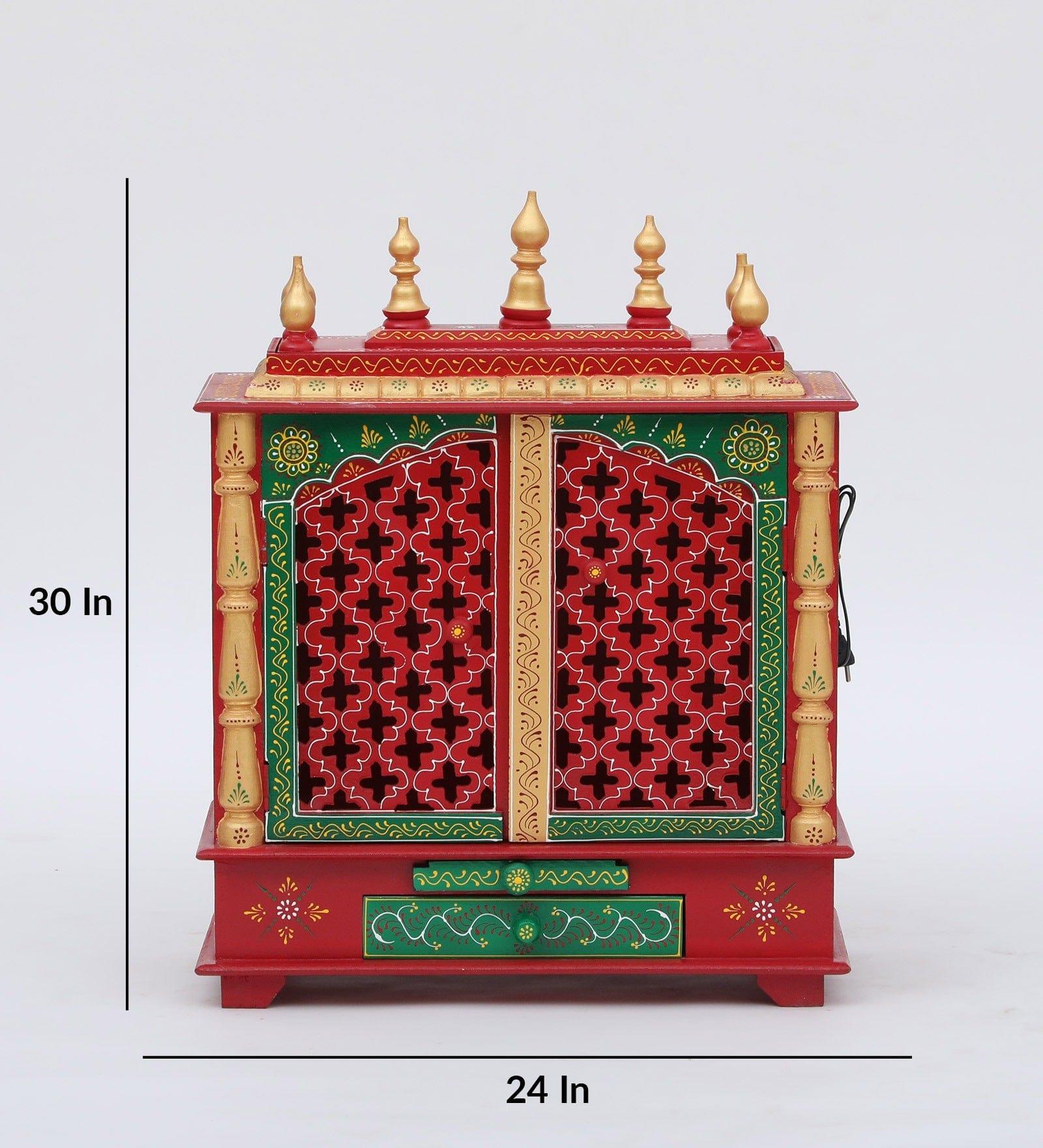 Multicolor Sheesham Wood & MDF Pooja Mandir With Door, - Ouch Cart