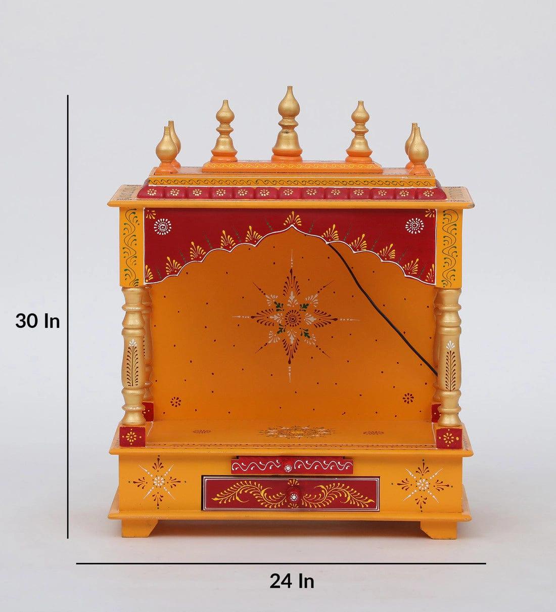Multicolor Sheesham Wood & MDF Pooja Mandir Without Door, - Ouch Cart