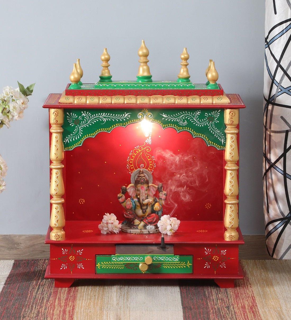 Multicolor Sheesham Wood & MDF Pooja Mandir Without Door, - Ouch Cart