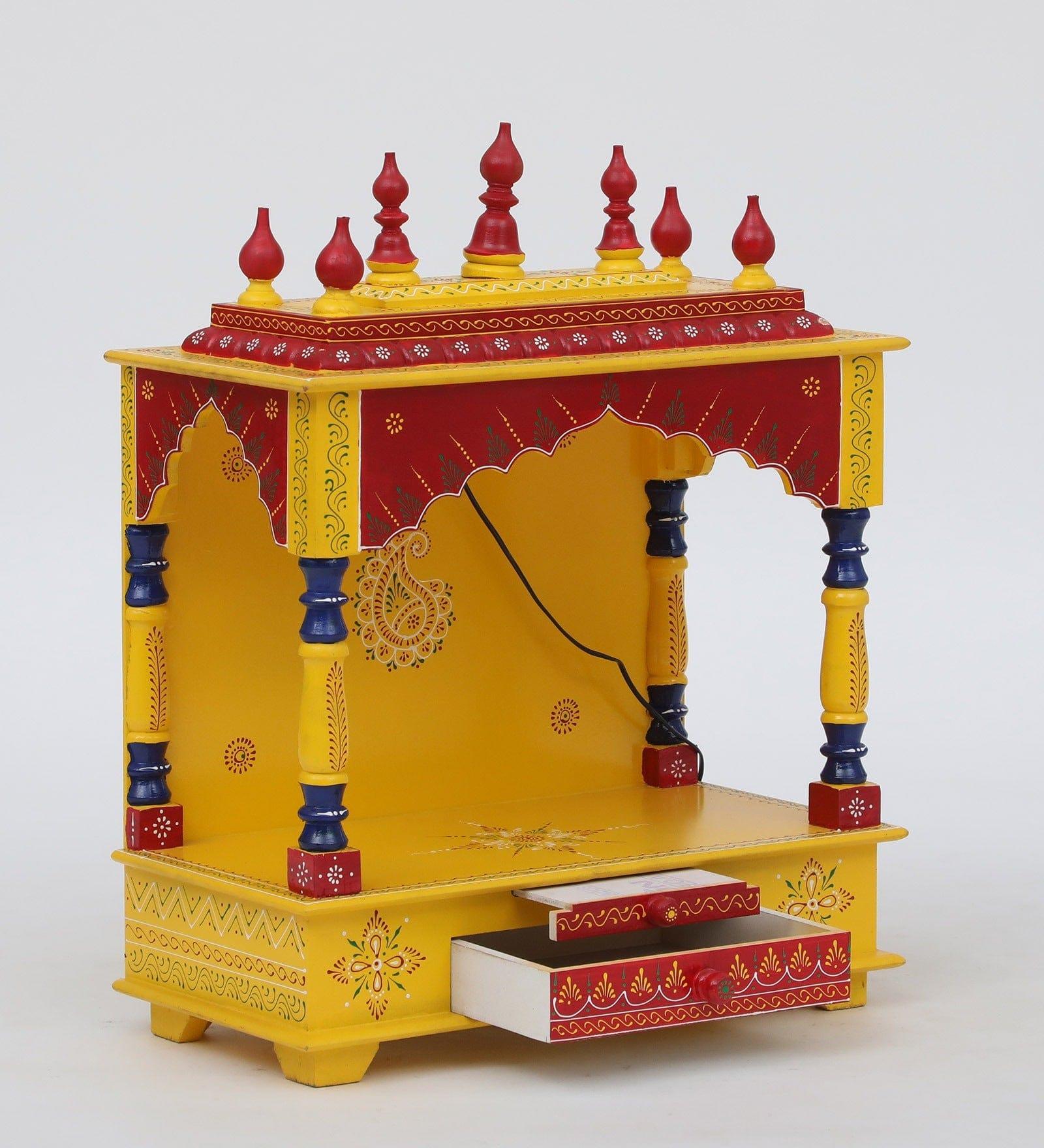 Multicolor Sheesham Wood & MDF Pooja Mandir Without Door, - Ouch Cart