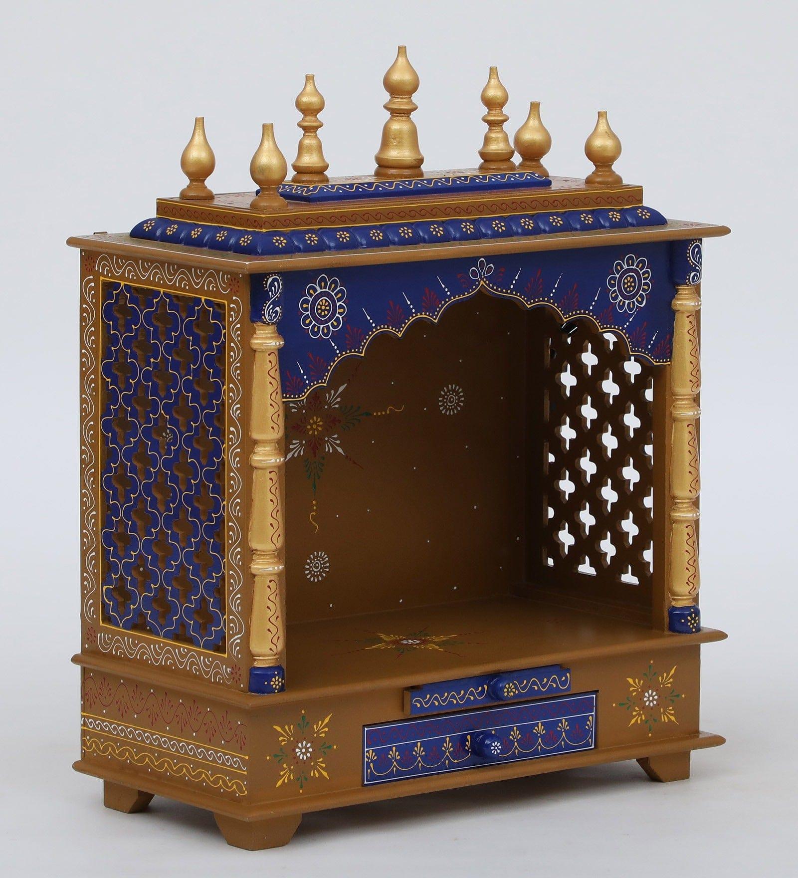 Multicolor Sheesham Wood & MDF Pooja Mandir Without Door, - Ouch Cart