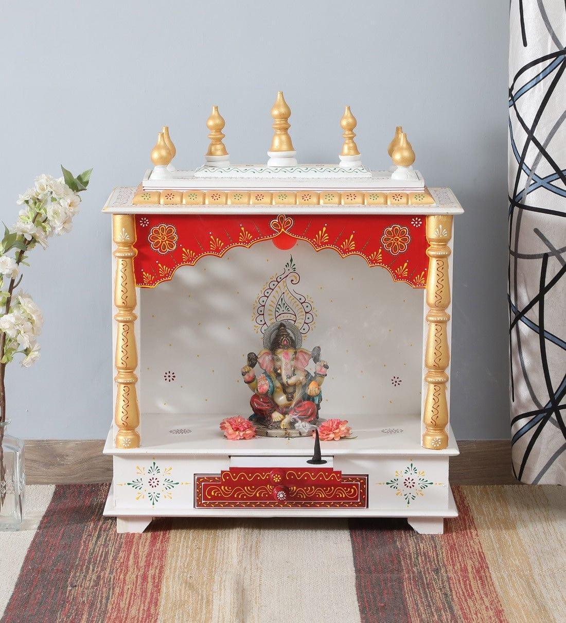 Multicolor Sheesham Wood & MDF Pooja Mandir Without Door, - Ouch Cart