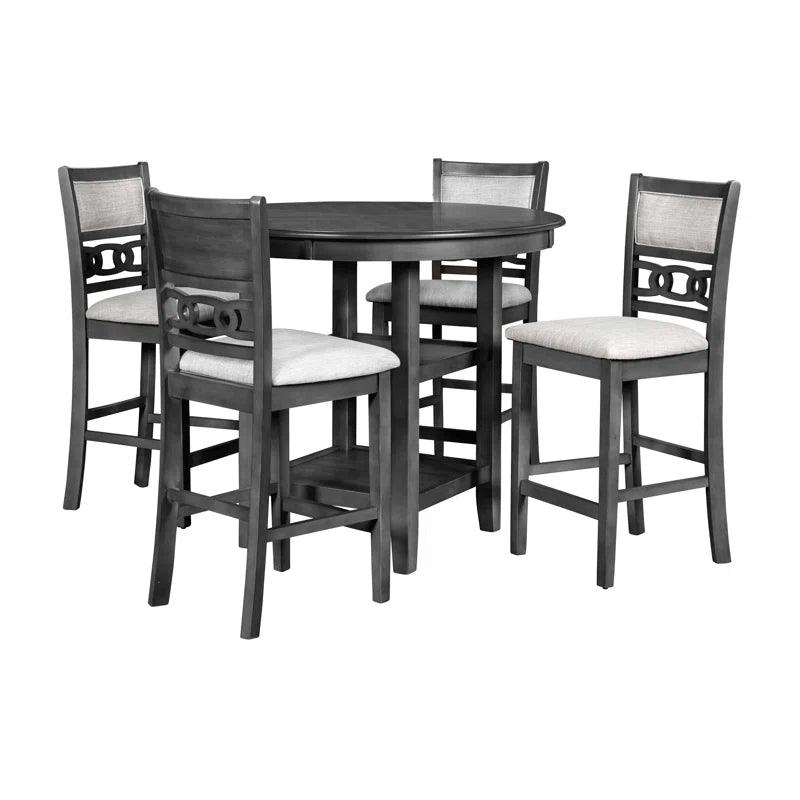 4 - Person Round Solid Wood Dining Set - Ouch Cart