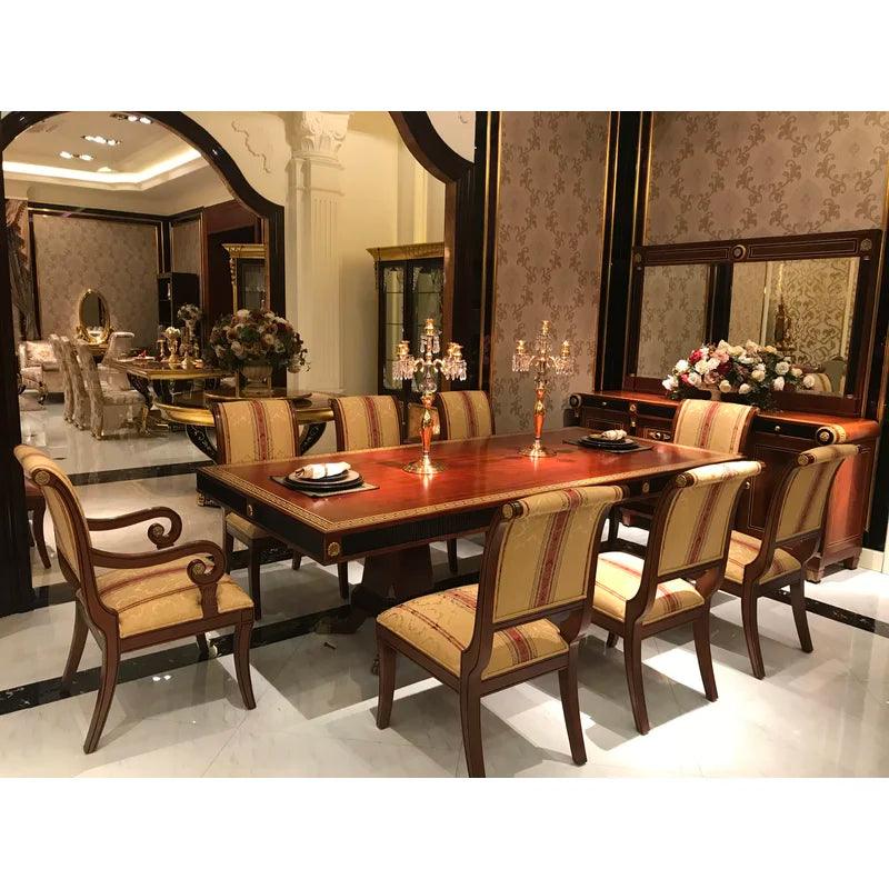 9 - Piece Solid Wood Top Double Pedestal Dining Set - Ouch Cart