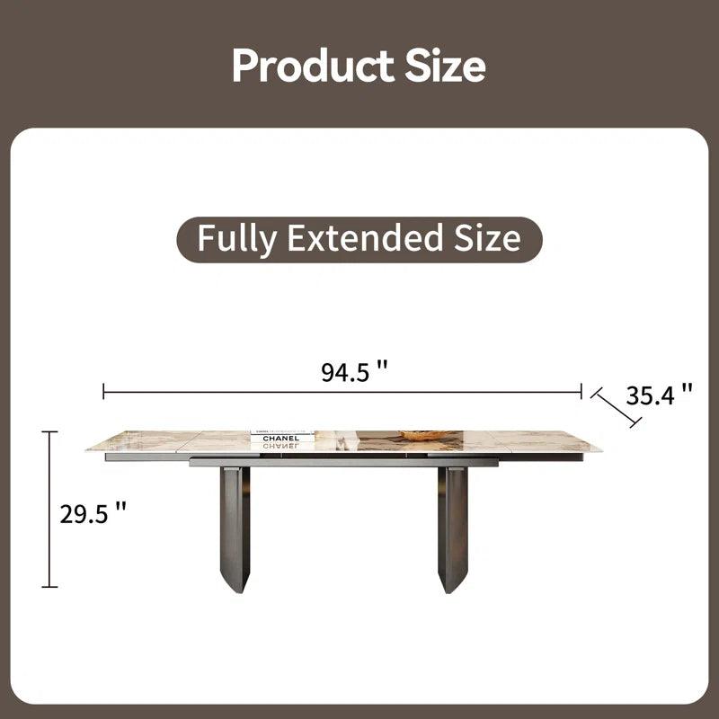 10 - Piece Extendable Marble Top Double Pedestal Dining Set - Ouch Cart