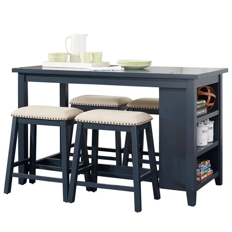 Counter Height Dining Set w/ Upholstered Seats - Ouch Cart