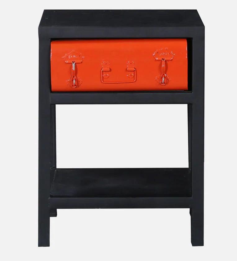 Metal Bedside Table In Dual Tone Finish With Drawer - Ouch Cart