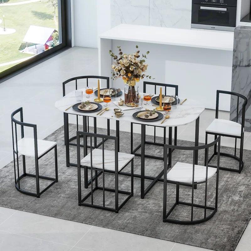 7 - Piece Pedestal Dining Set - Ouch Cart