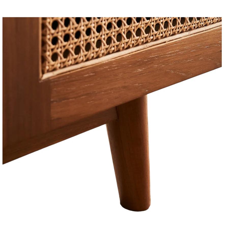 TEAK WOOD & RATTAN TV UNIT - Ouch Cart