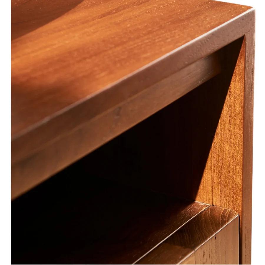 TEAK WOOD & RATTAN TV UNIT - Ouch Cart