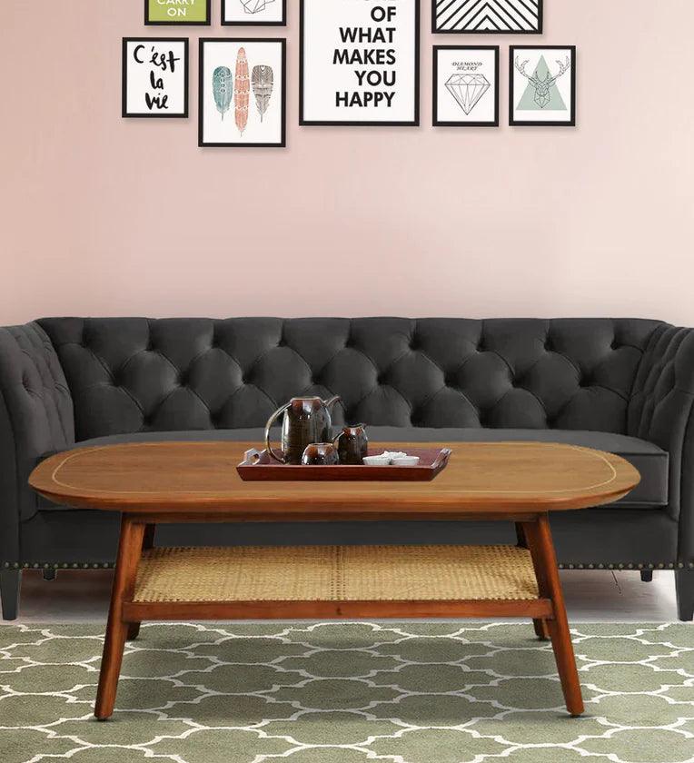 Sheesham Wood Coffee Table In Teak Finish - Ouch Cart