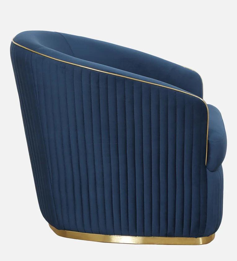 Velvet 1 Seater Sofa In Blue Colour - Ouch Cart