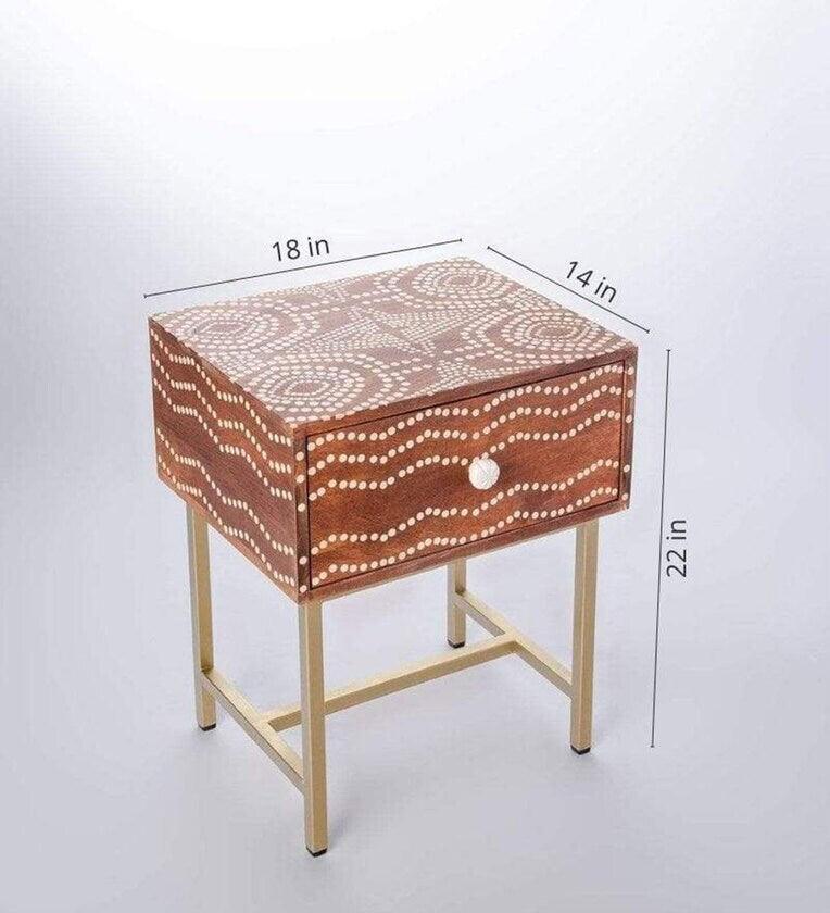 Solid Wood Bedside Table In Natural Finish - Ouch Cart