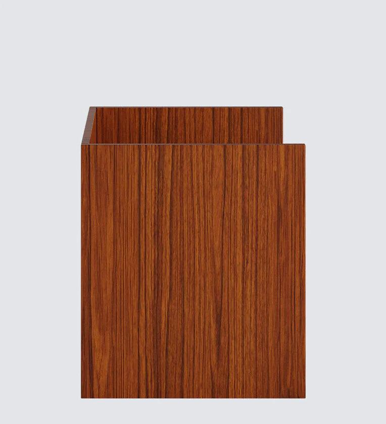 Bedside Table in Natural Teak & Cold White Finish - Ouch Cart