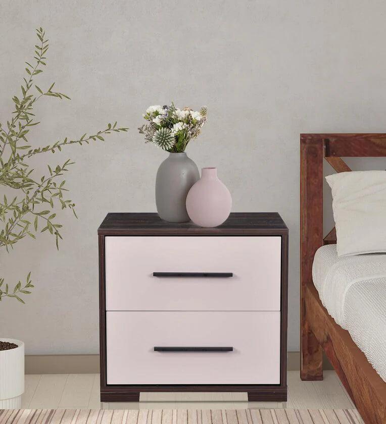 Bedside Table in Brown And White Colour - Ouch Cart