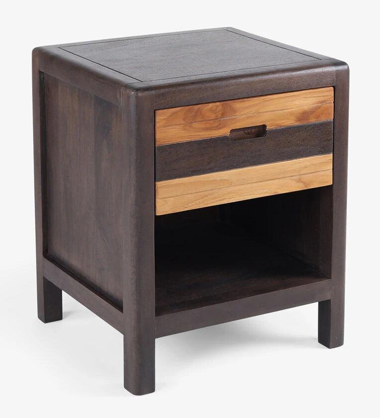 Solid Wood Night Stand In 2 Tone Finish - Ouch Cart