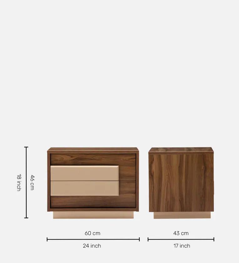 Bed Side Table in Brown, Beige Colour - Ouch Cart