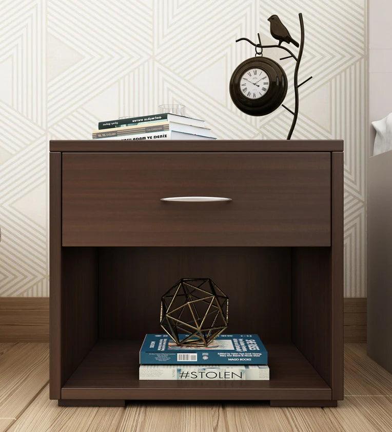 Bedside Table in Dark Elm Finish with Drawer - Ouch Cart