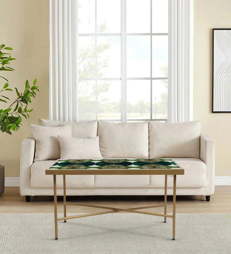 Konark Glass Top Coffee Table in Green Colour - Ouch Cart