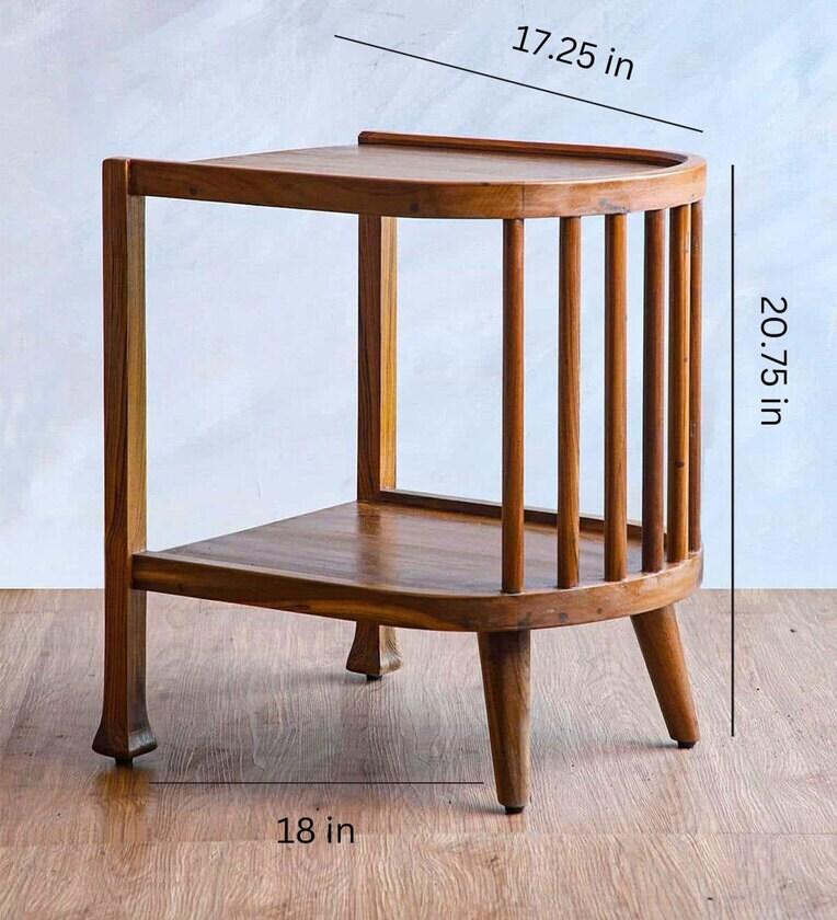 Solid Wood Bedside Table In Natural Finish - Ouch Cart