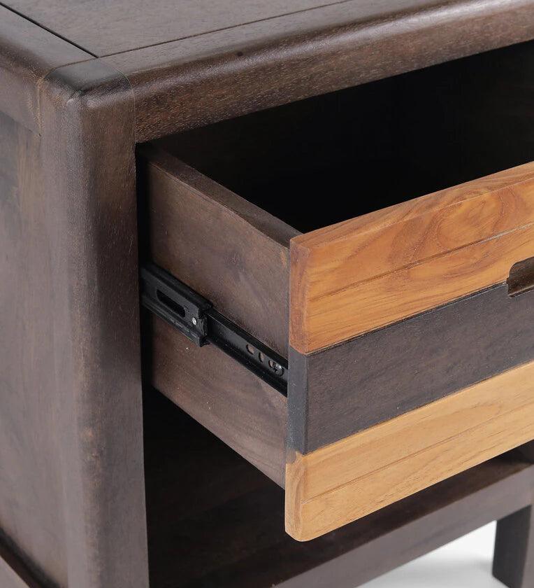 Solid Wood Night Stand In 2 Tone Finish - Ouch Cart