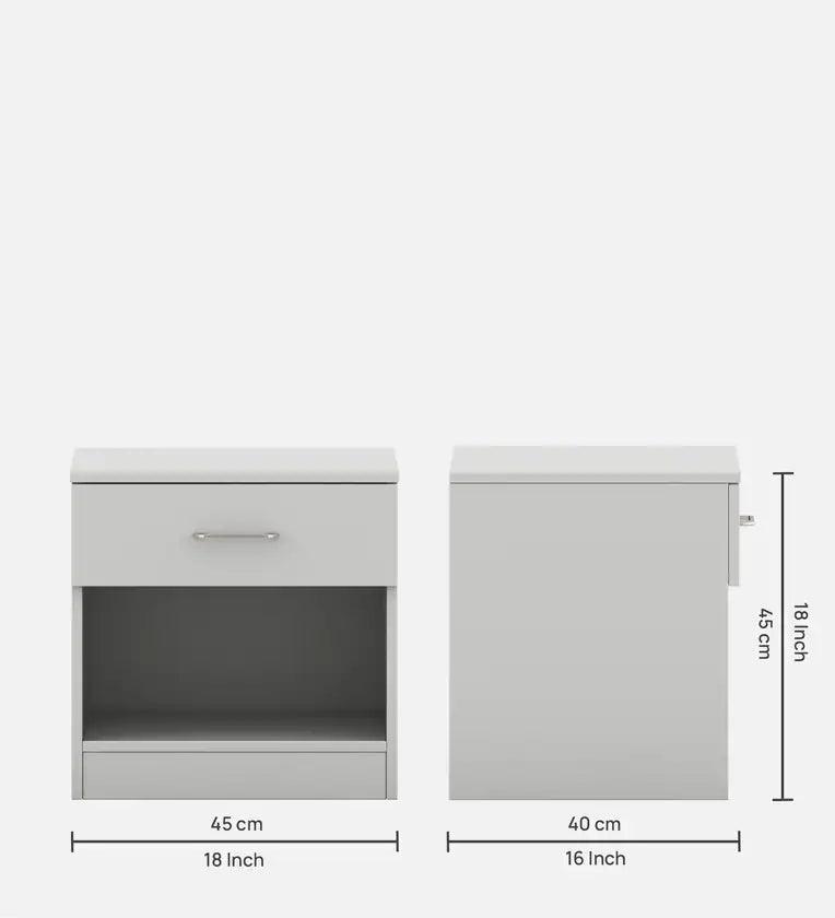 Bedside Table in Frosty White Finish with Drawer - Ouch Cart