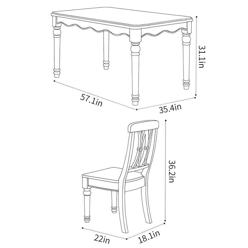 Rectangular Dining Table Set Solid Wood Dining Set - Ouch Cart